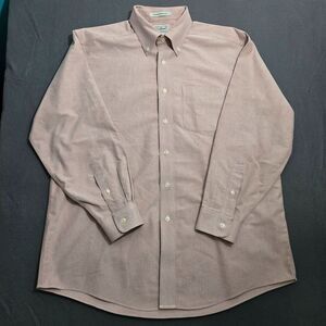 L.L. Bean Men 32-16 Pink Button Down Long Sleeve Dress Shirt Wrinkle Resistant